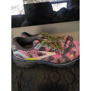 Women's Brooks Ghost Athletic Running Shoes Sneakers Pink Splatter Size 9.5